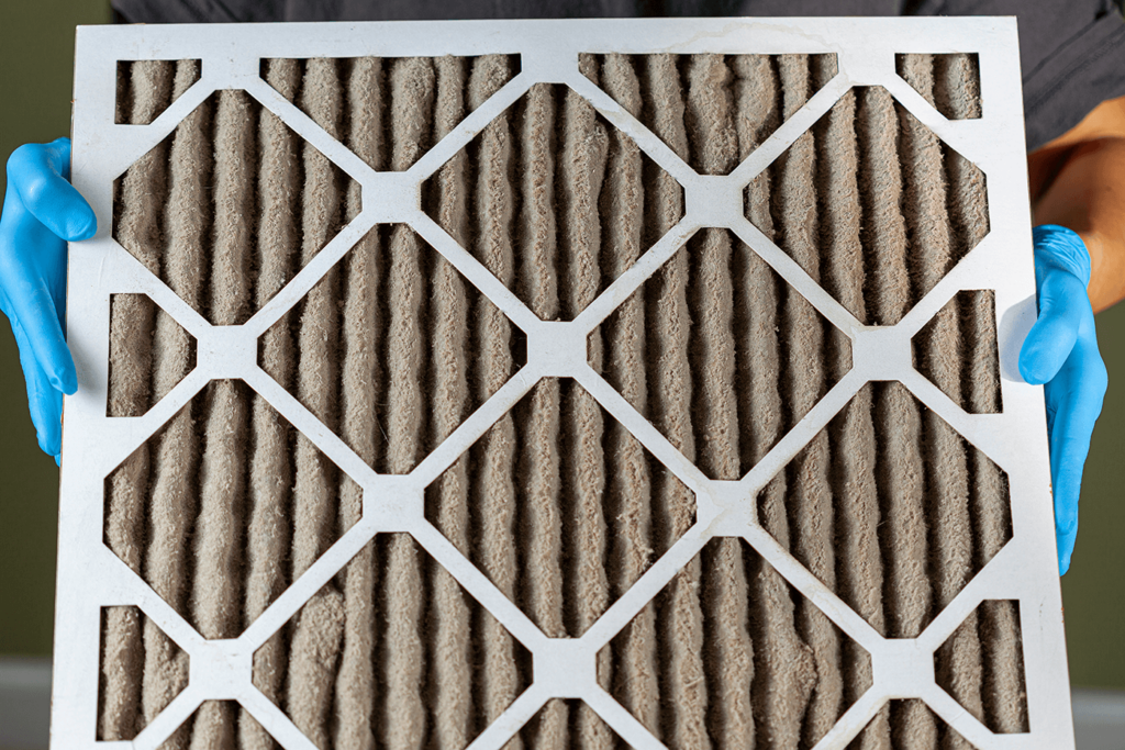 Dirty and clogged air filter that needs to be changed
